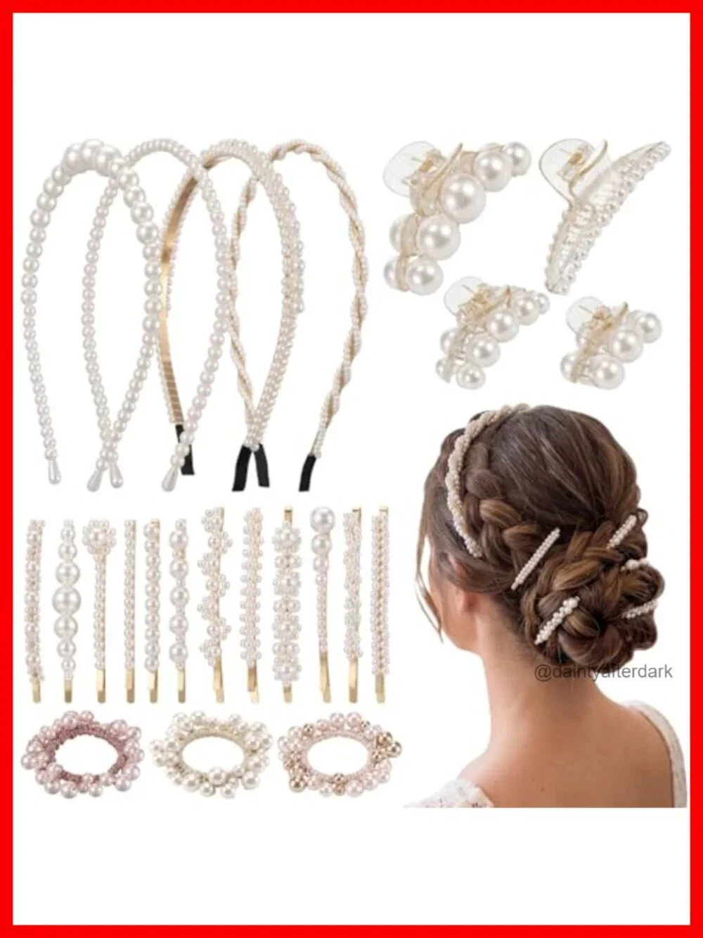 23 Piece Pearl Hair Clip and Headband Set for Women